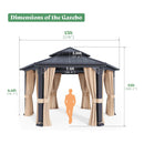 [13X15FT] Double-Tier Hexagonal Metal Hardtop Patio Gazebo (SAK84137) - Saksby Wholesale - Dimensions