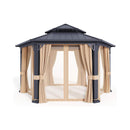 [13X15FT] Double-Tier Hexagonal Metal Hardtop Patio Gazebo (SAK84137) - Saksby Wholesale - Front View