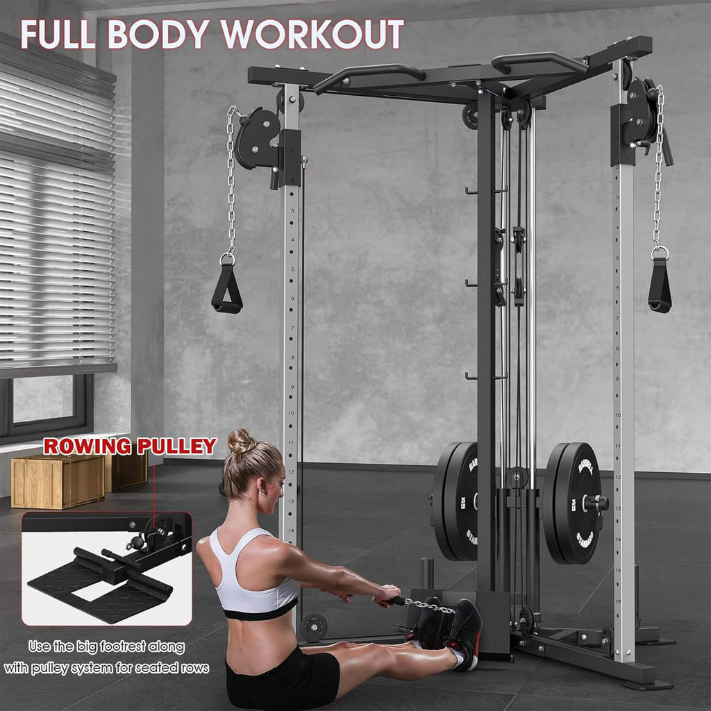 Dual Pulley Cable Crossover Machine With Pull Up And LAT Bar (SAK98124) - Saksby Wholesale - Workout View
