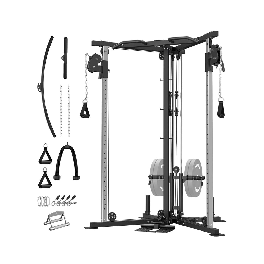 Dual Pulley Cable Crossover Machine With Pull Up And LAT Bar (SAK98124) - Saksby Wholesale - Front View