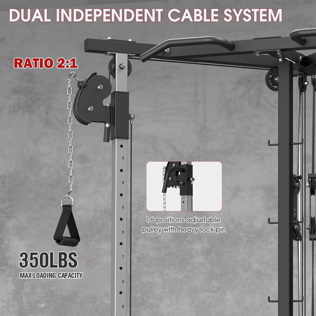 Dual Pulley Cable Crossover Machine With Pull Up And LAT Bar (SAK98124) - Saksby Wholesale - Cable System View
