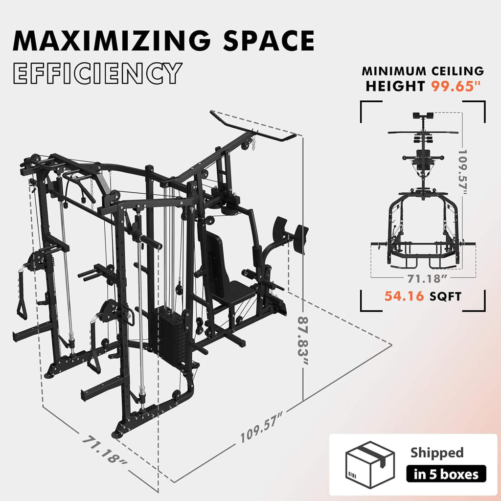 Dual Station Smith Machine with Cable Crossover Home Gym (SAK24079) - Saksby Wholesale - Dimensions