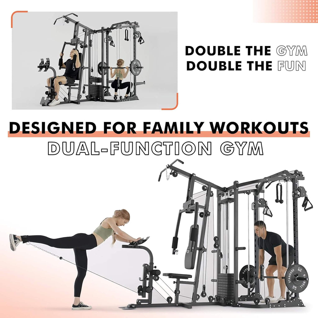 Dual Station Smith Machine with Cable Crossover Home Gym (SAK24079) - Saksby Wholesale - Dual Function Gym