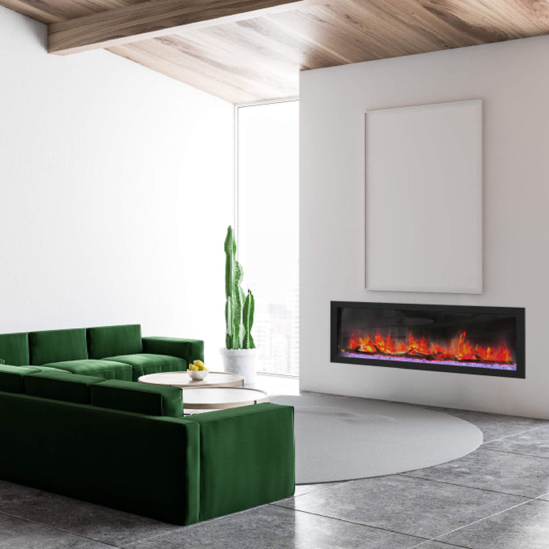 DYNASTY CASCADE 54" Recessed Smart Linear Electric Fireplace With Dynasty App [DY-BTX54] SAKSBY - Living Room View