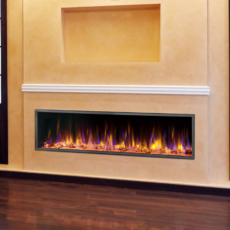 DYNASTY HARMONY 64" Recessed Smart Linear Electric Fireplace [DY-BEF64] SAKSBY Living Room View