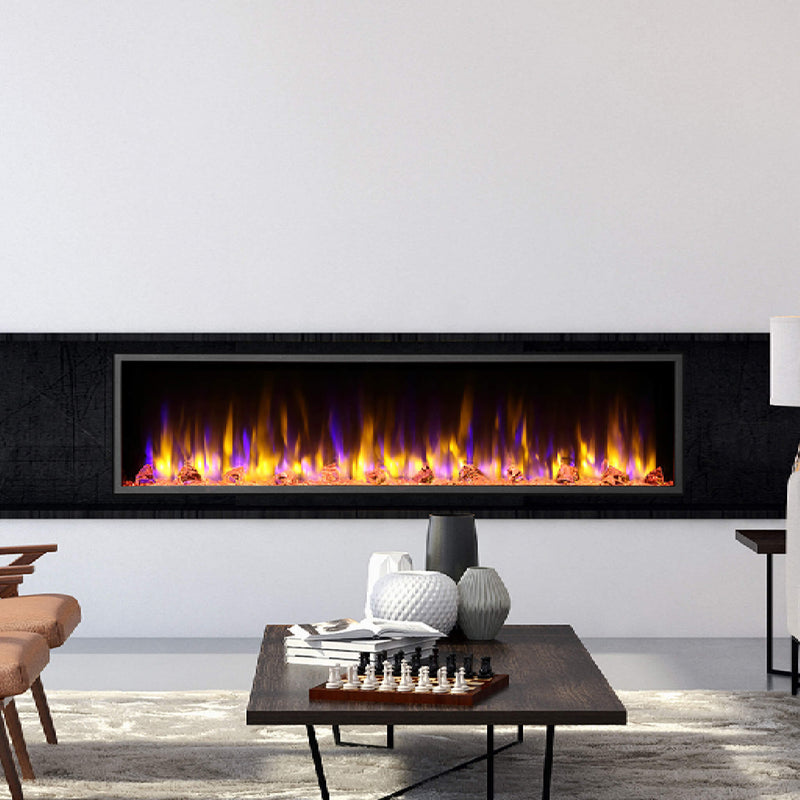 DYNASTY HARMONY 64" Recessed Smart Linear Electric Fireplace [DY-BEF64] SAKSBY Living Room View