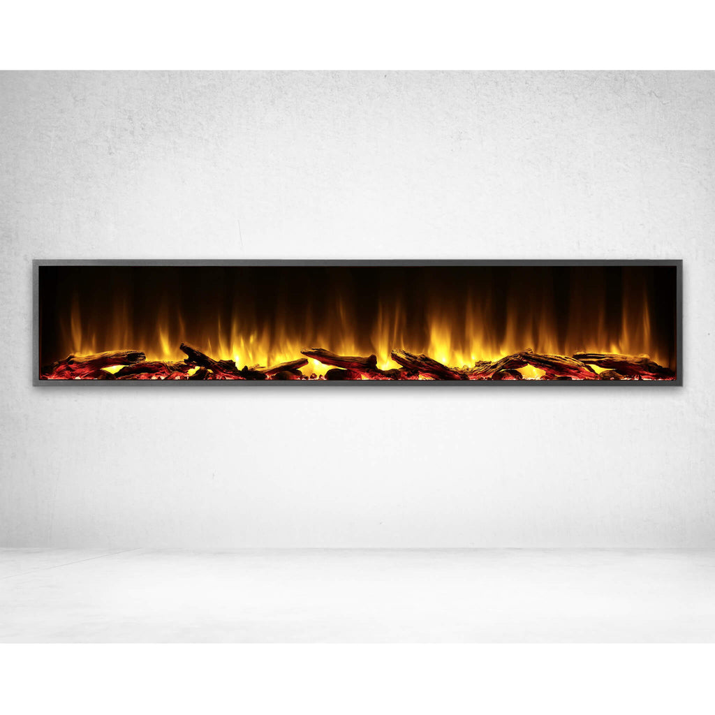 DYNASTY HARMONY 80" Built-In Smart Linear Electric Fireplace [DY-BEF80] SAKSBY - Logs  View