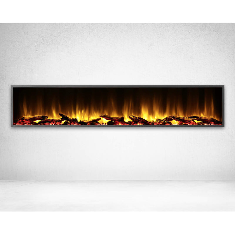 DYNASTY HARMONY 80" Built-In Smart Linear Electric Fireplace [DY-BEF80] SAKSBY - Logs  View