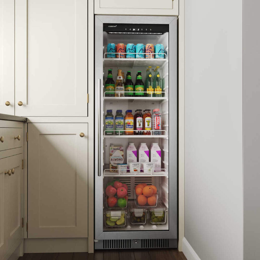 Edgestar 22-Inch 10.1 Cubic Feet Commercial Beverage Merchandiser With Temperature Alarm and Reversible Door [VBM101SS] (SAK45983) - Saksby Wholesale - Installed VIew