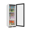 Edgestar 22-Inch 10.1 Cubic Feet Commercial Beverage Merchandiser With Temperature Alarm and Reversible Door [VBM101SS] (SAK45983) - Saksby Wholesale - Side View Open Door