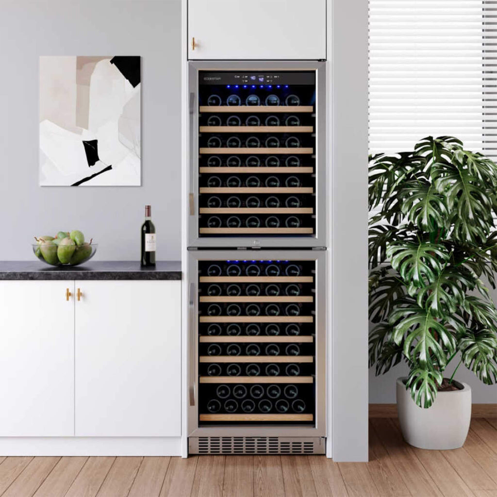 EDGESTAR 142 Bottle Built In Dual Zone Double Door Wine Cooler With Door Lock, 24" (SAK30742)-SAKSBY