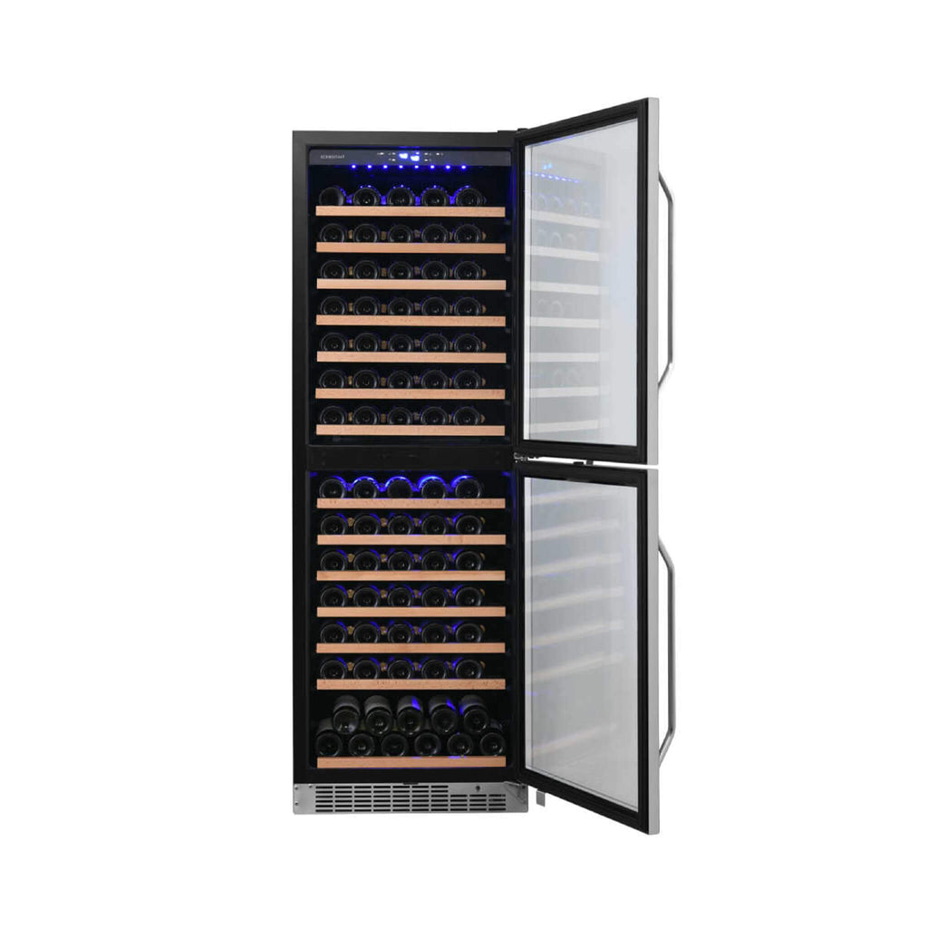 EDGESTAR 142 Bottle Built In Dual Zone Double Door Wine Cooler With Door Lock, 24" (SAK30742)-SAKSBY