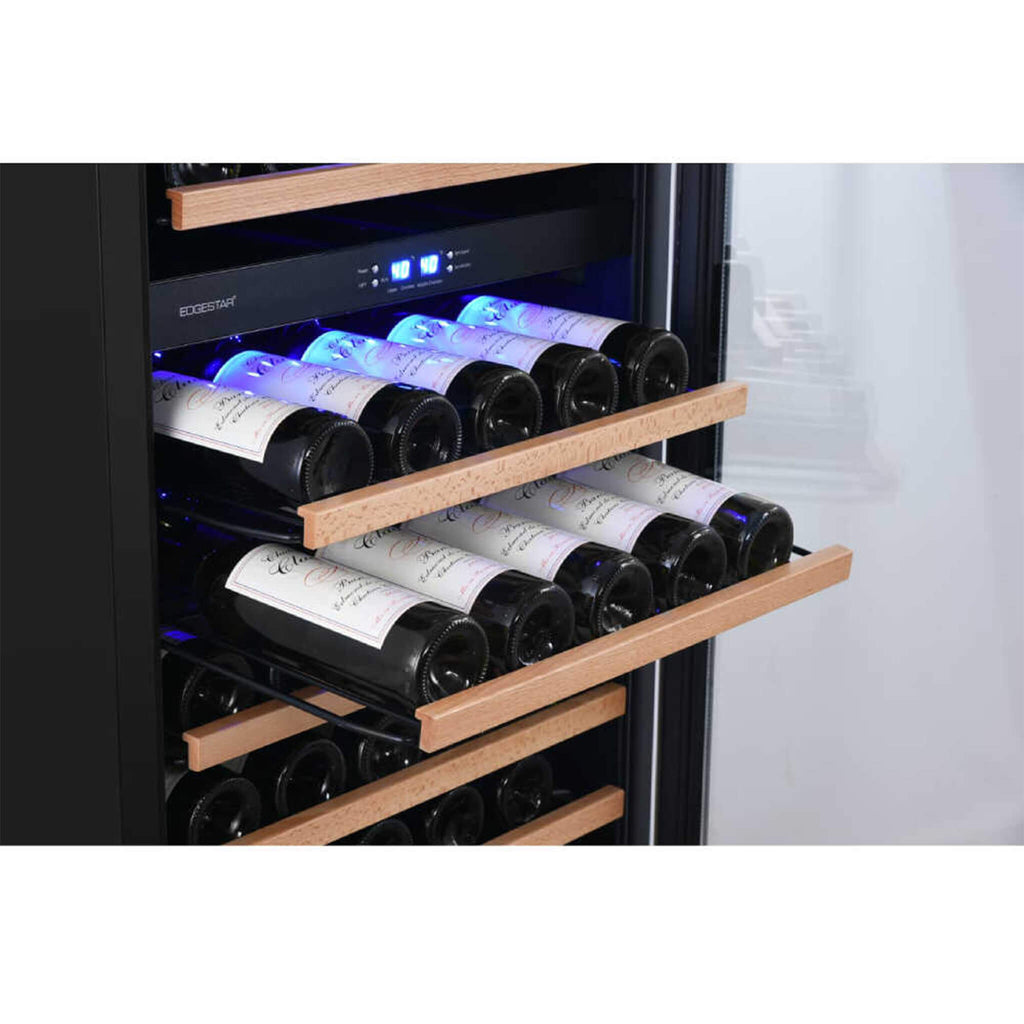 EDGESTAR 142 Bottle Built In Dual Zone Double Door Wine Cooler With Door Lock, 24" (SAK30742)-SAKSBY
