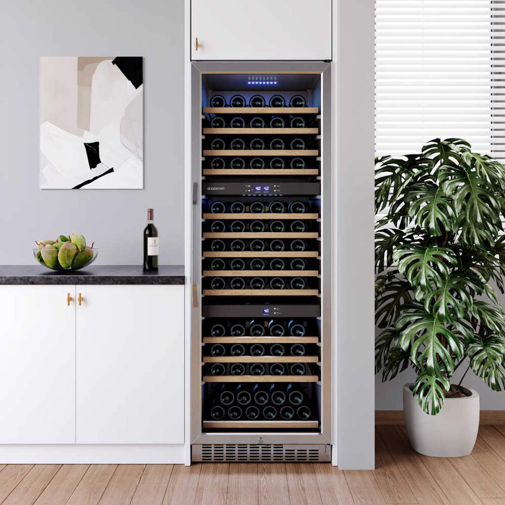 EDGESTAR 24" Wide 131 Bottle Capacity Built In Triple Zone Wine Cooler (SAK65891)-SAKSBY
