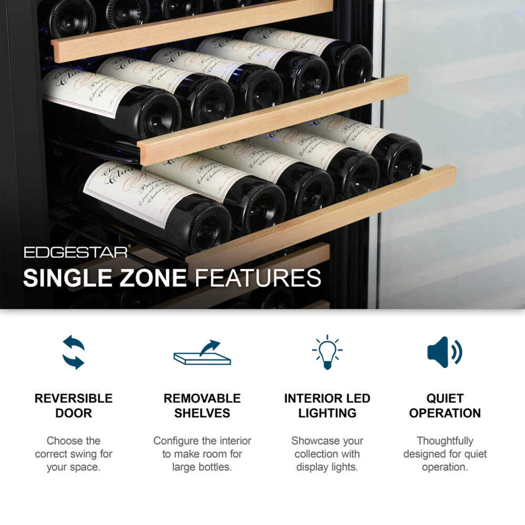 EdgeStar 24" Wide 151 Bottle Capacity Freestanding Single Zone Wine Cooler With Even Cooling Technology (SAK30756)-SAKSBY