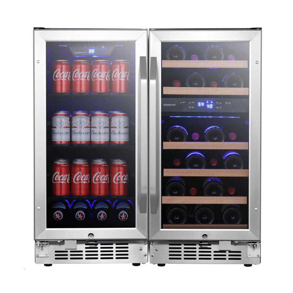EDGESTAR 30" Dual Zone Side By Side Cooler With 26 Wine Bottle And 80 Can (SAK72461)-SAKSBY