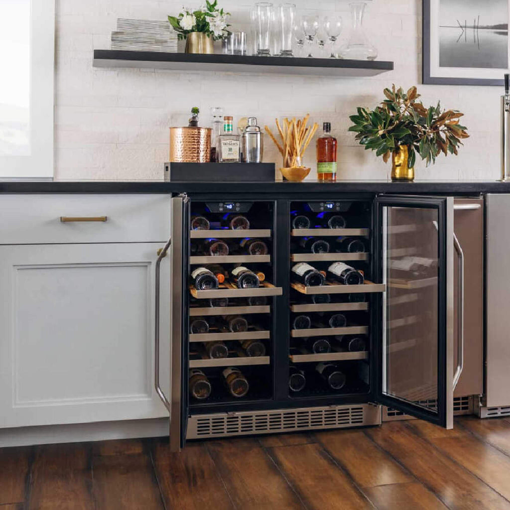 EDGESTAR 30" Wide 56 Bottle Capacity Built In French Door Wine Cooler With Door Locks (SAK56381)-SAKSBY