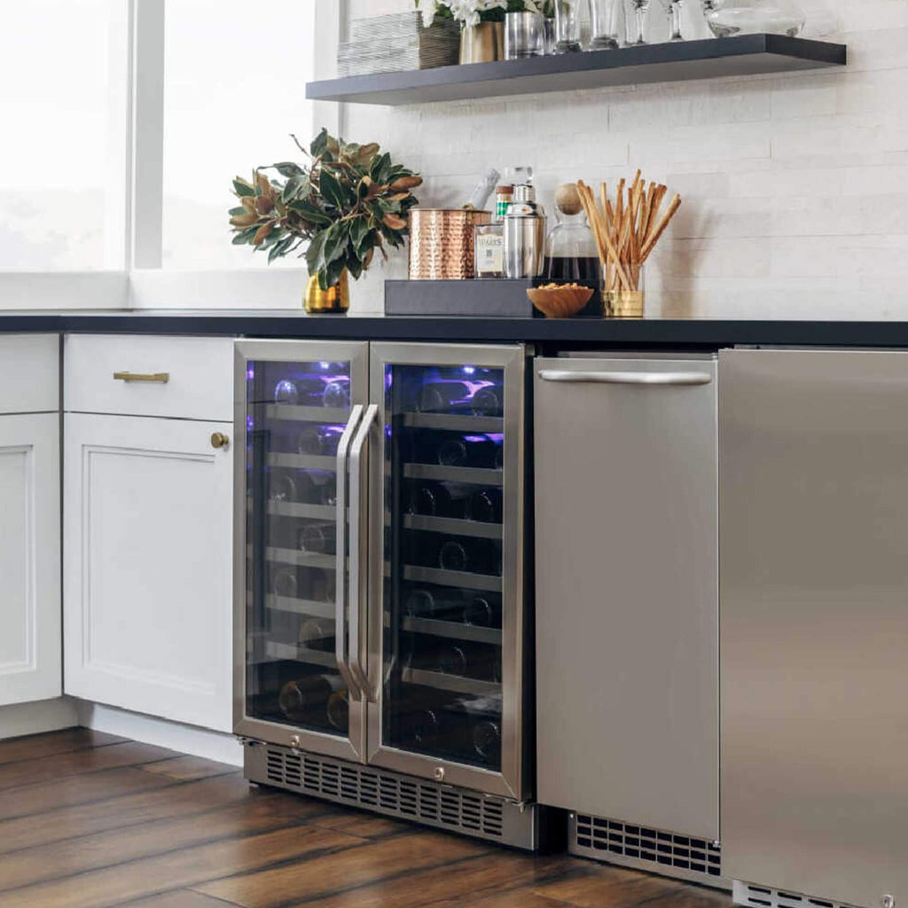 EDGESTAR 30" Wide 56 Bottle Capacity Built In French Door Wine Cooler With Door Locks (SAK56381)-SAKSBY