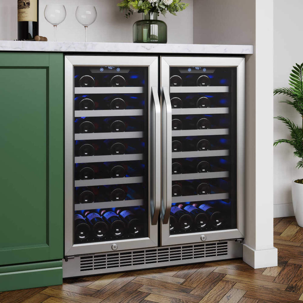 EDGESTAR 30" Wide 56 Bottle Capacity Built In French Door Wine Cooler With Door Locks (SAK56381)-SAKSBY