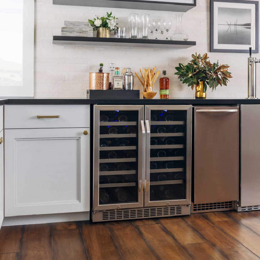 EDGESTAR 30" Wide 56 Bottle Capacity Built In French Door Wine Cooler With Door Locks (SAK56381)-SAKSBY