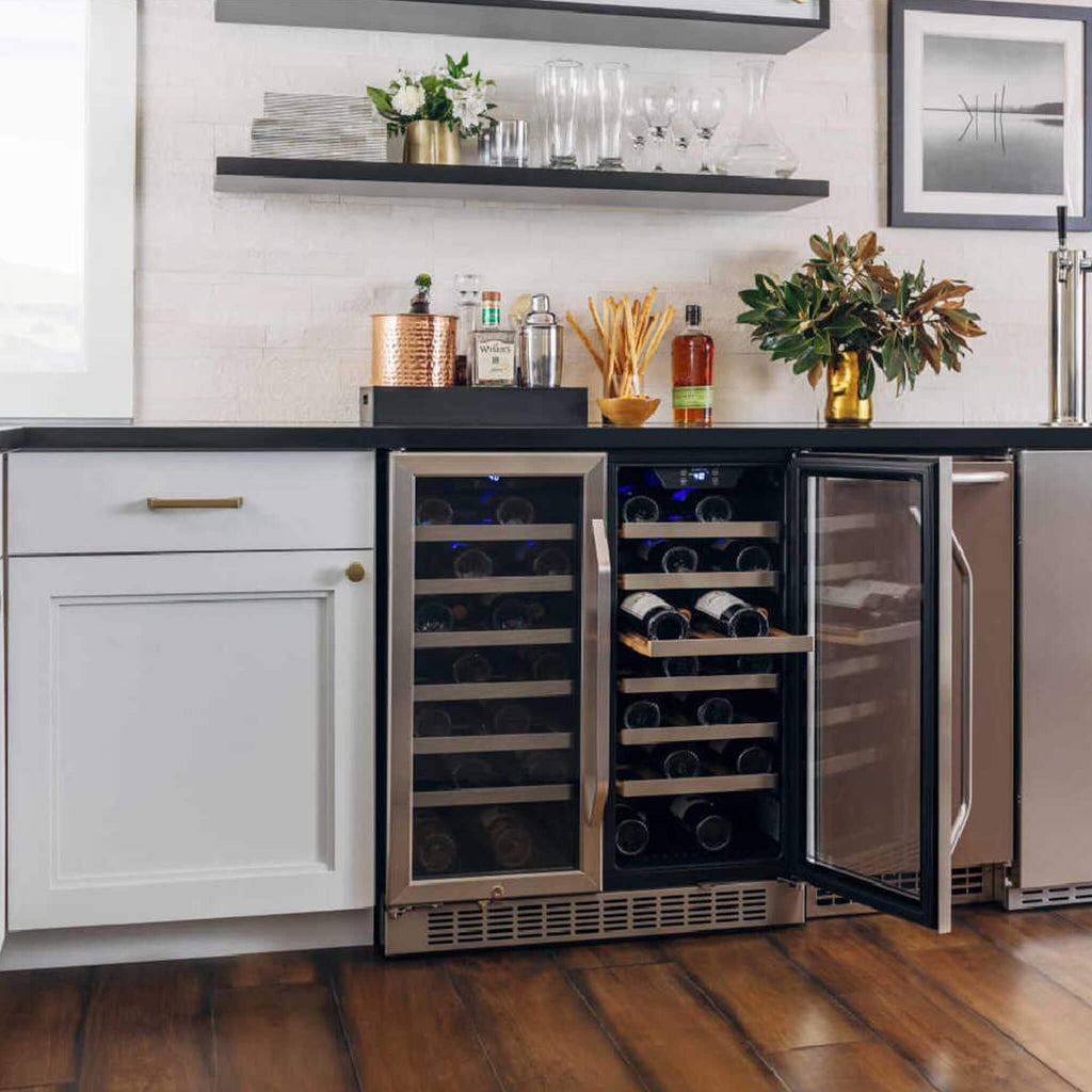 EDGESTAR 30" Wide 56 Bottle Capacity Built In French Door Wine Cooler With Door Locks (SAK56381)-SAKSBY
