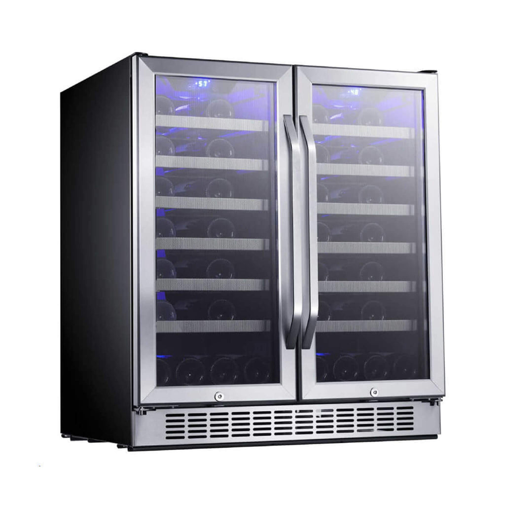 EDGESTAR 30" Wide 56 Bottle Capacity Built In French Door Wine Cooler With Door Locks (SAK56381)-SAKSBY