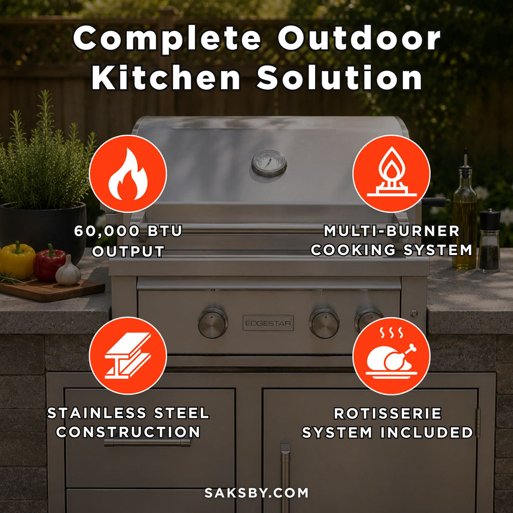 Edgestar 60K BTU 30-Inch Outdoor Built-In Grill With Rotisserie And LED Lighting (SAK52871) - Saksby Wholesale - Features