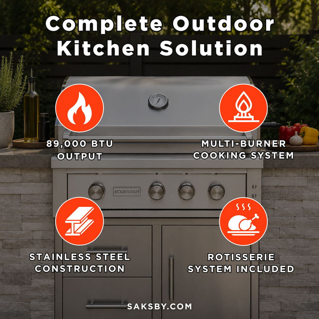 Edgestar 89K BTU 36-Inch Built-In Grill With Rotisserie And LED Lighting (SAK49230) - Saksby Wholesale - Features