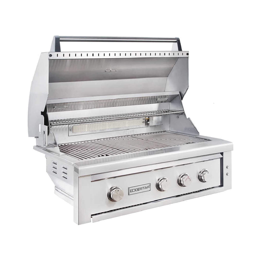Edgestar 89K BTU 36-Inch Built-In Grill With Rotisserie And LED Lighting (SAK49230) - Saksby Wholesale - Front Right View With Lid Opened