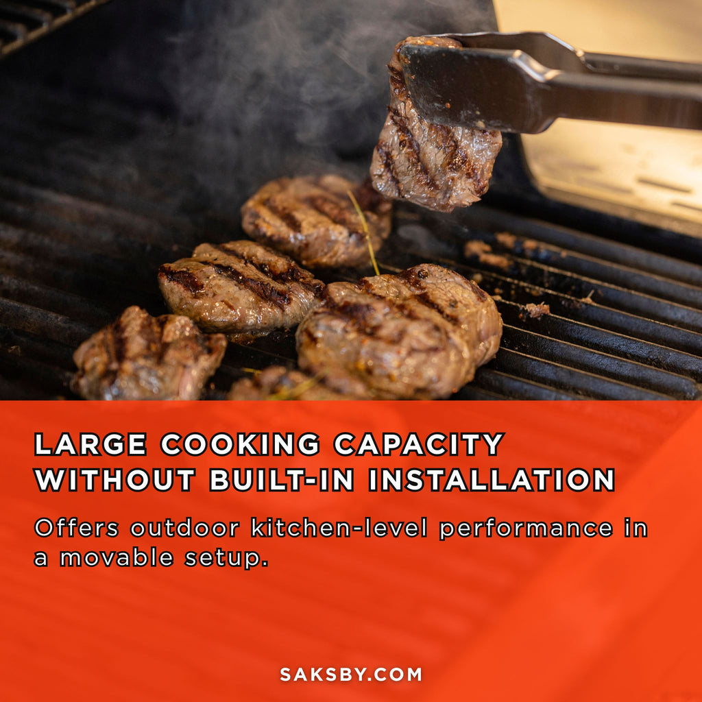 Edgestar 89K BTU 36-Inch Freestanding LED Lighting Grill And Cart With Rotisserie (SAK85914) - Saksby Wholesale - Cooking Steak View