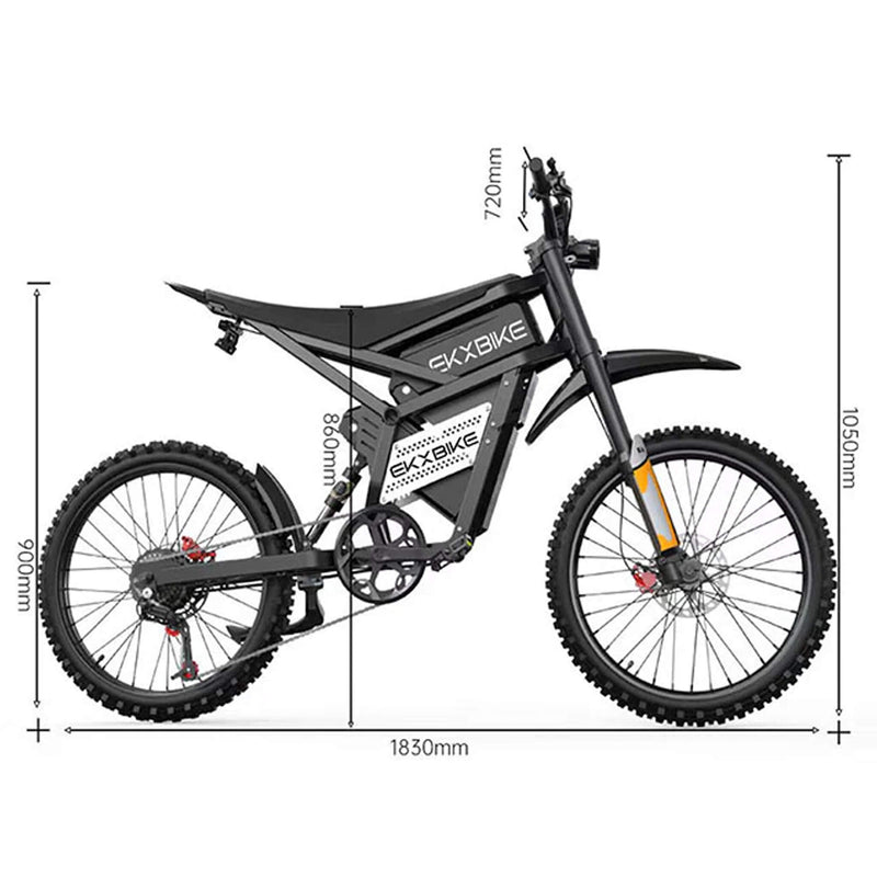 EKX E6 3000W 52V40Ah Premium Electric Carbon Steel Off-Road Mountain Dirt Bike SAK18315 Saksby - Dimensions