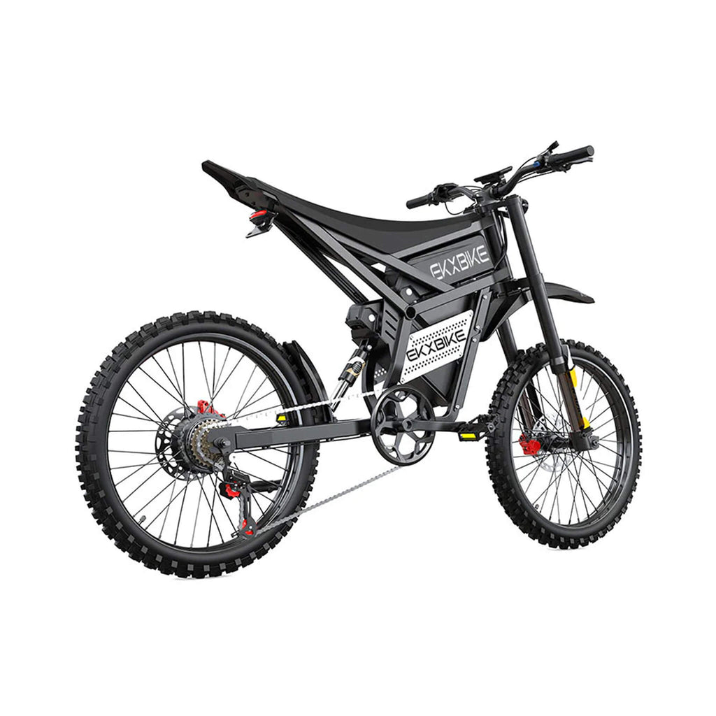 EKX E6 3000W 52V40Ah Premium Electric Carbon Steel Off-Road Mountain Dirt Bike SAK18315 saksby - Rear Right View