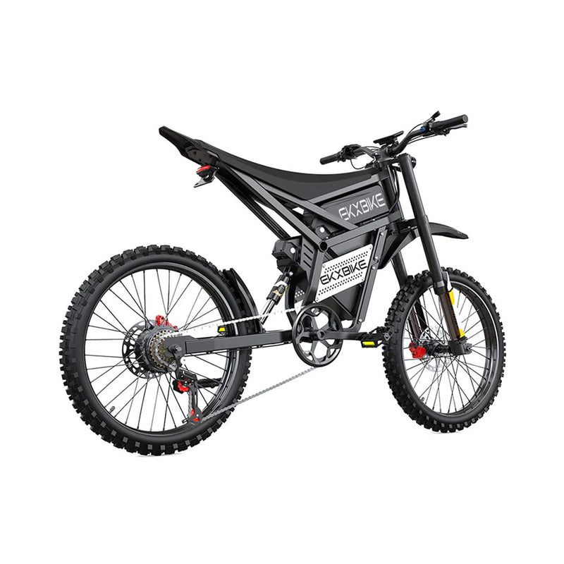 EKX E6 3000W 52V40Ah Premium Electric Carbon Steel Off-Road Mountain Dirt Bike SAK18315 saksby - Rear Right View