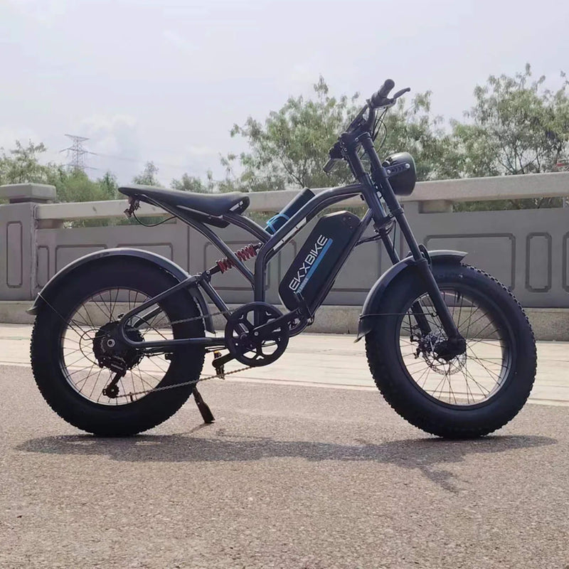 EKX T1 1000W 48V/20AH Electric Mountain EBike With 20" Fat Tires (SAK58340) SAKSBY - Lifestyle View