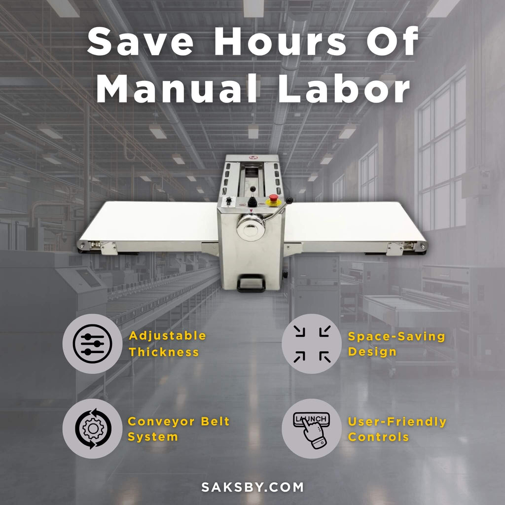Electric Commercial 110V Foldable Stainless Steel Dough Sheeter (SAK59273) - Saksby Wholesale - Features View