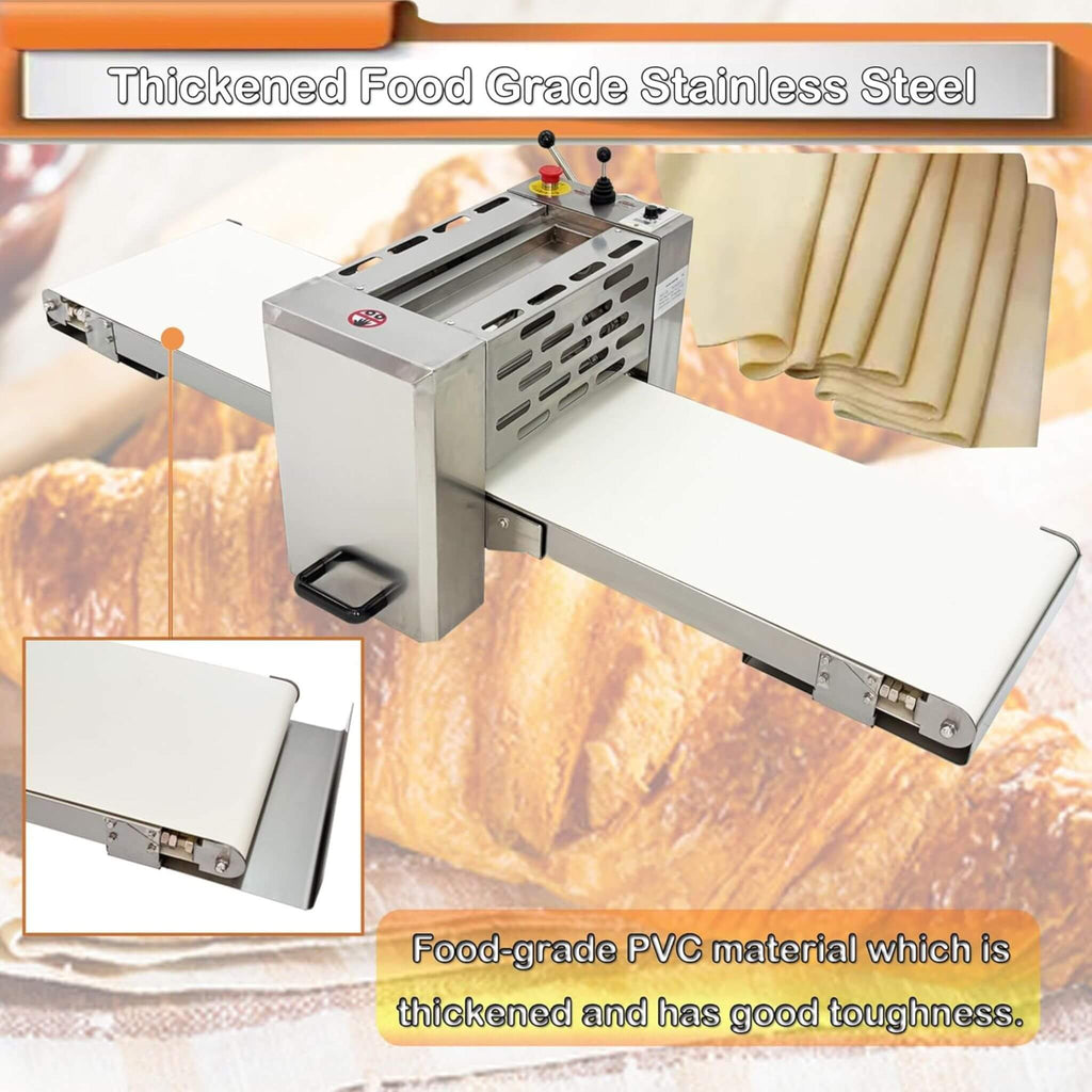 Electric Commercial 110V Foldable Stainless Steel Dough Sheeter (SAK59273) - Saksby Wholesale - Food Grade PVC Material