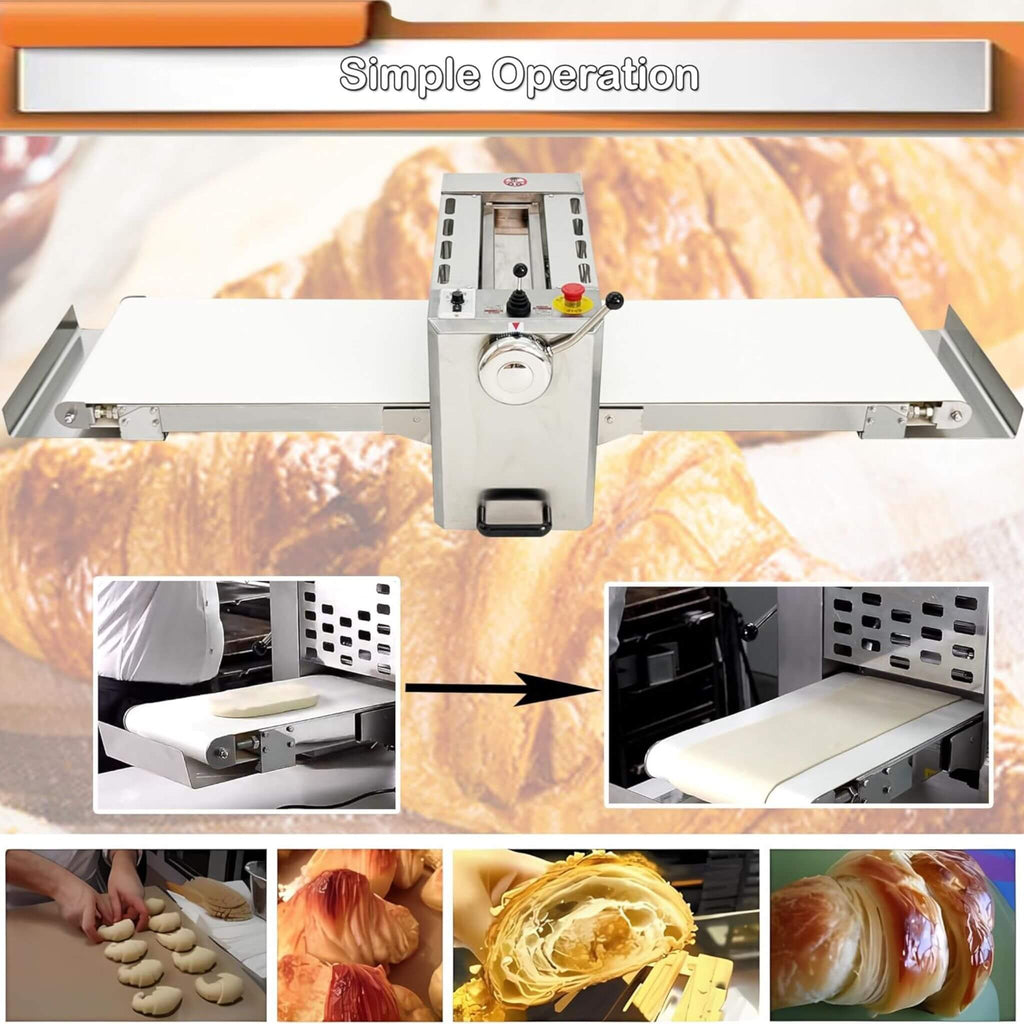 Electric Commercial 110V Foldable Stainless Steel Dough Sheeter (SAK59273) - Saksby Wholesale - Use For Pastry Making