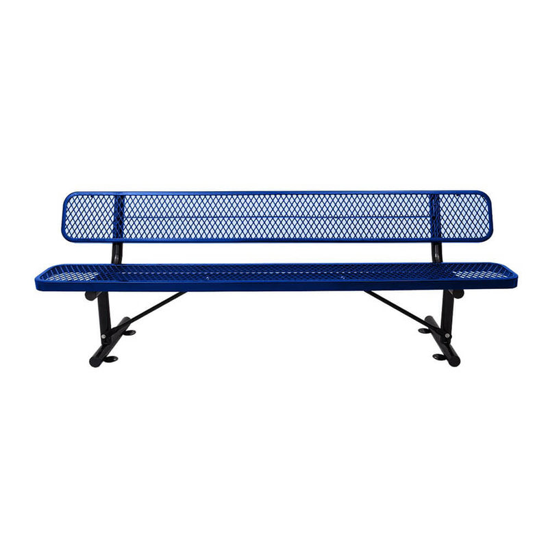 Elegant 8FT Blue Steel Bench With Backrest And Thermoplastic Coating (SAK23567)-SASKBY