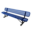 Elegant 8FT Blue Steel Bench With Backrest And Thermoplastic Coating (SAK23567)-SASKBY