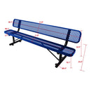 Elegant 8FT Blue Steel Bench With Backrest And Thermoplastic Coating (SAK23567)-SASKBY