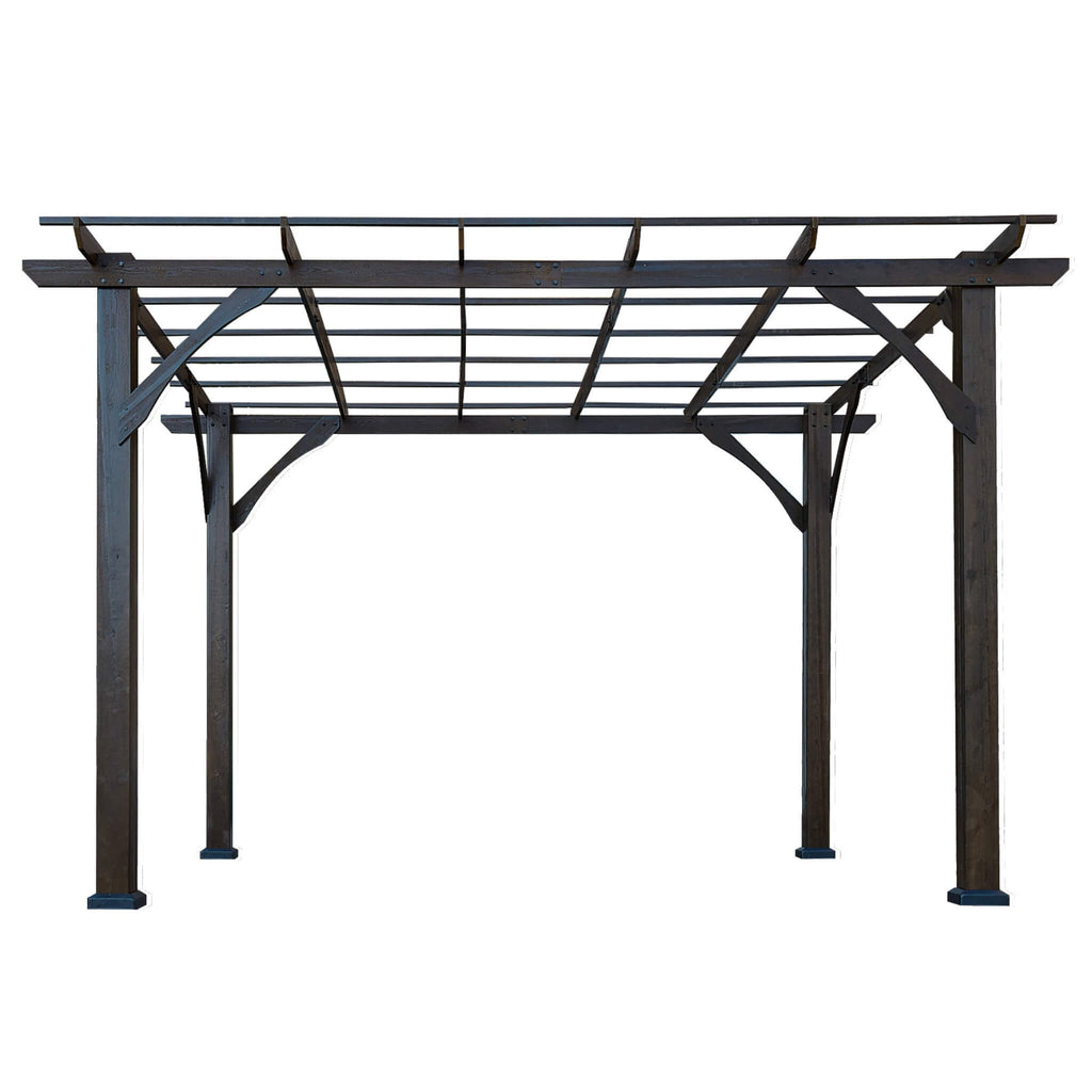 [10x12FT] Premium Outdoor Brown Cedar Wood Pergola For Spacious Patios (SAK45639) SAKSBY - 
Front Full View