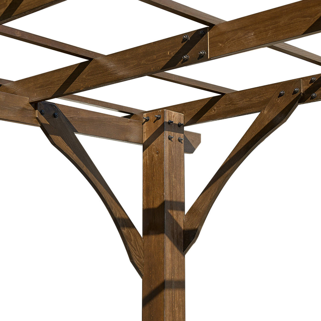 [10x12FT] Premium Outdoor Brown Cedar Wood Pergola For Spacious Patios (SAK45639) SAKSBY - 
Foundation View