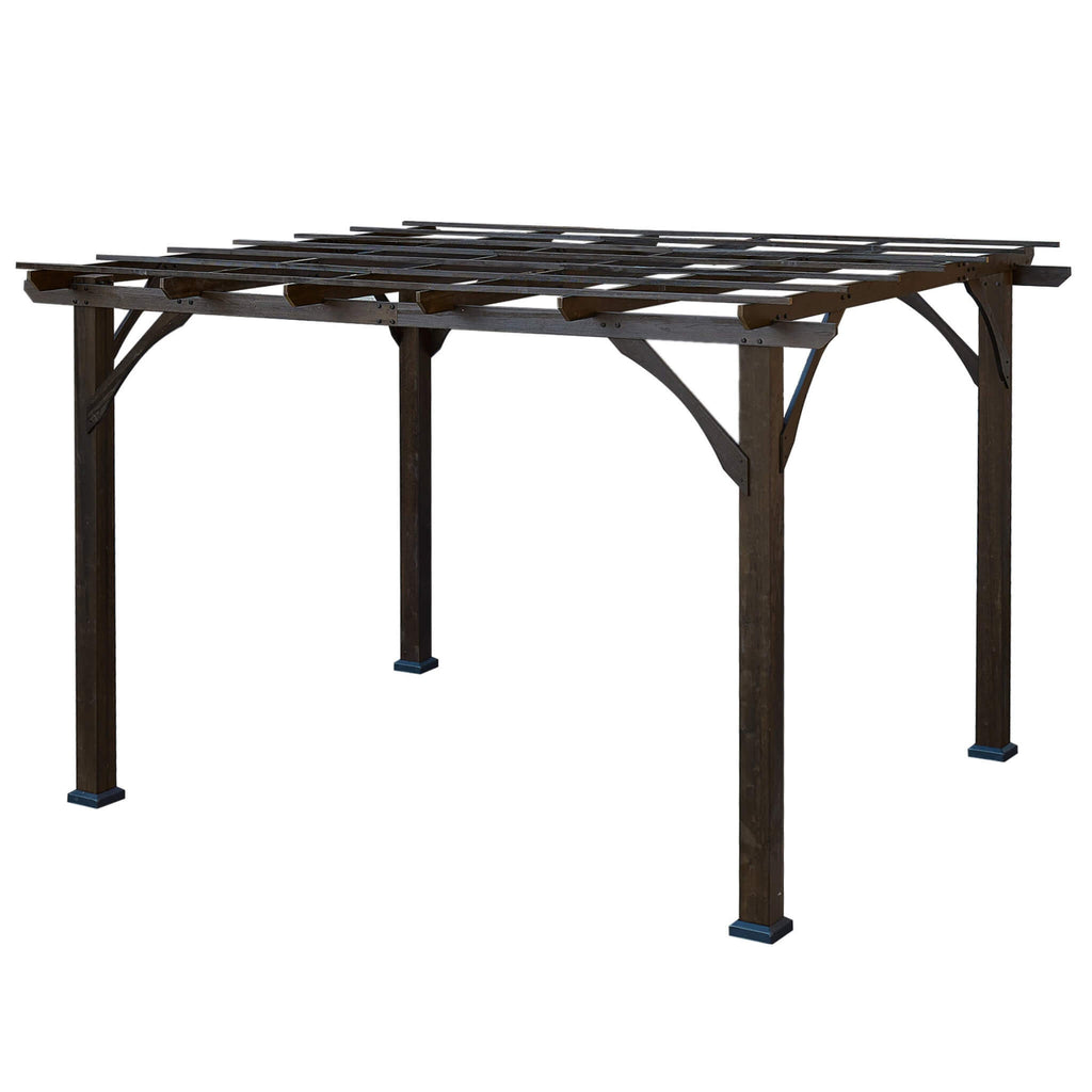 [10x12FT] Premium Outdoor Brown Cedar Wood Pergola For Spacious Patios (SAK45639) SAKSBY - 
Side Full View