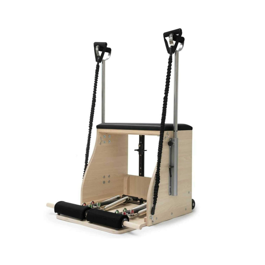 Elina Pilates Elite Wood Combo Chair With Handles [USA 700070] (SAK17301) - Saksby Wholesale - Front Side View Color Black