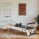 Elina Pilates Master Instructor Professional Reformer Tower With Adjustable Pulleys And Ultra Quiet Trolley (SAK21934) - Saksby Wholesale - Black Color Lifestyle Image