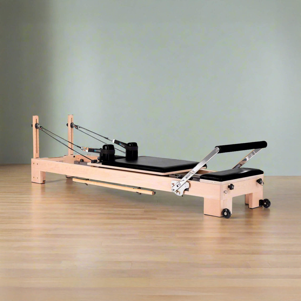 Elina Pilates Lignum Wooden Reformer With Adjustable Height Rope Pulleys [USA 100500] (SAK96321) - Saksby Wholesale - Lifestyle Image Inside The Room
