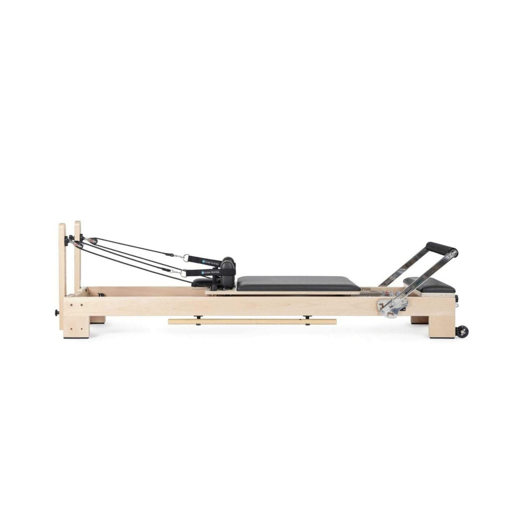 Elina Pilates Lignum Wooden Reformer With Adjustable Height Rope Pulleys [USA 100500] (SAK96321) - Saksby Wholesale - Side View