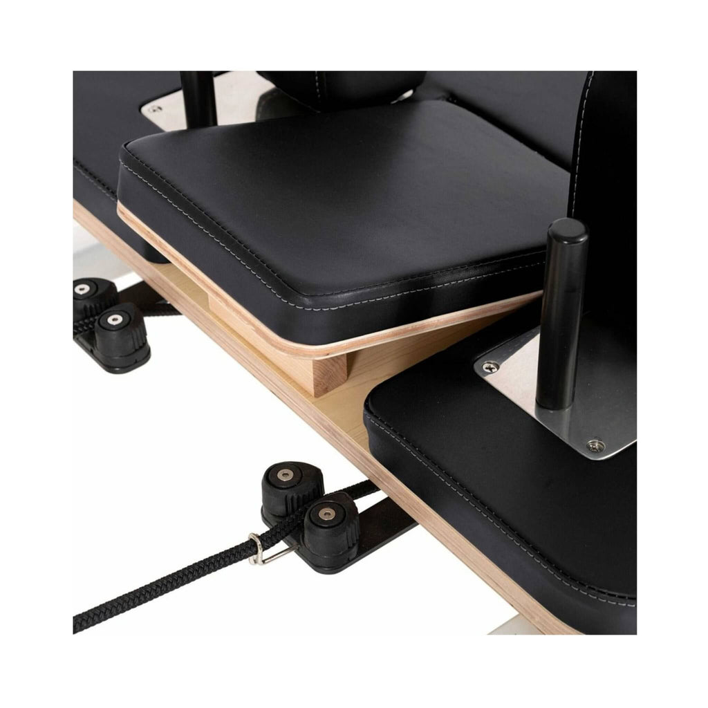 Elina Pilates Lignum Wooden Reformer With Tower [USA 300500] (SAK54321) - Saksby Wholesale - Headrest And Pulley View