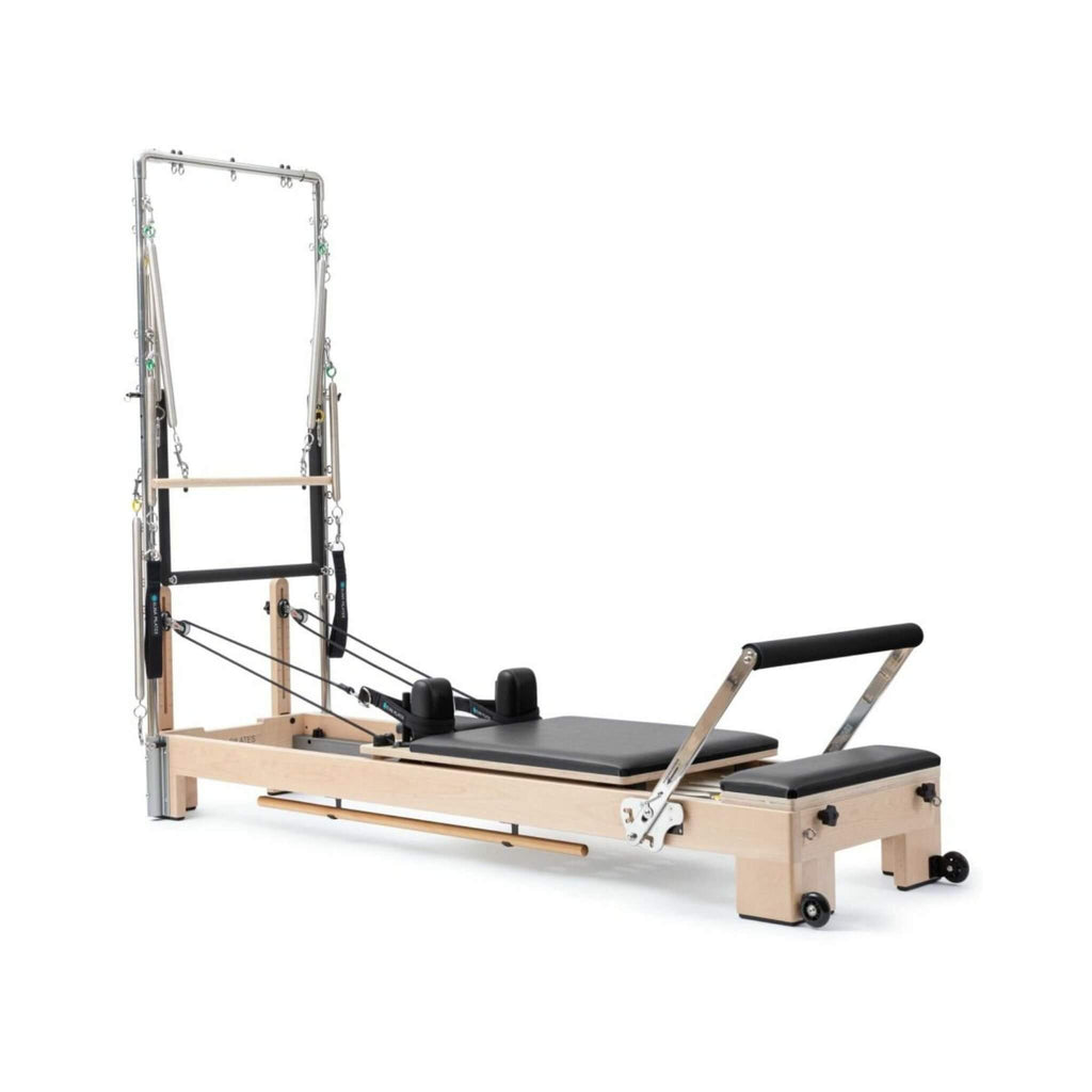Elina Pilates Lignum Wooden Reformer With Tower [USA 300500] (SAK54321) - Saksby Wholesale - Side View In Black Color