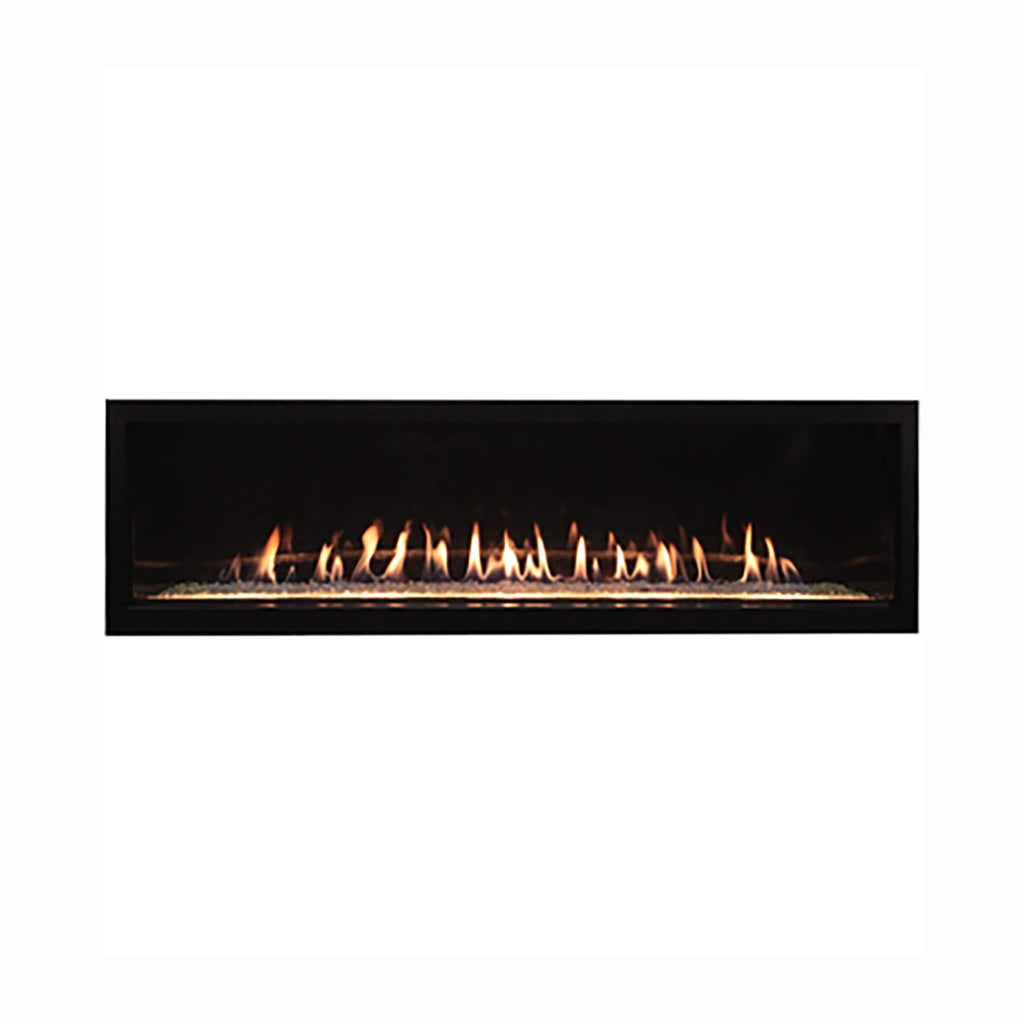 Empire Comfort Systems Boulevard 46K BTU 60" Direct Vent Linear Gas Fireplace With Multi Function Remote  (SAK52915) - Saksby Wholesale - Front View With Flames